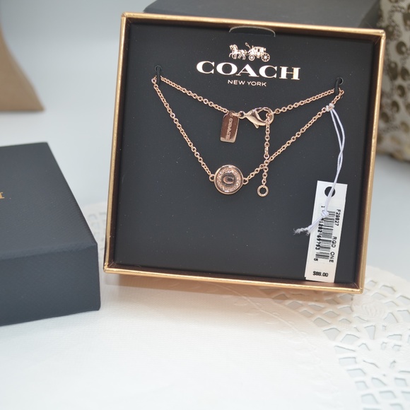 Coach RoseGold Pave pendant Bracelet- Authentic - Picture 1 of 5